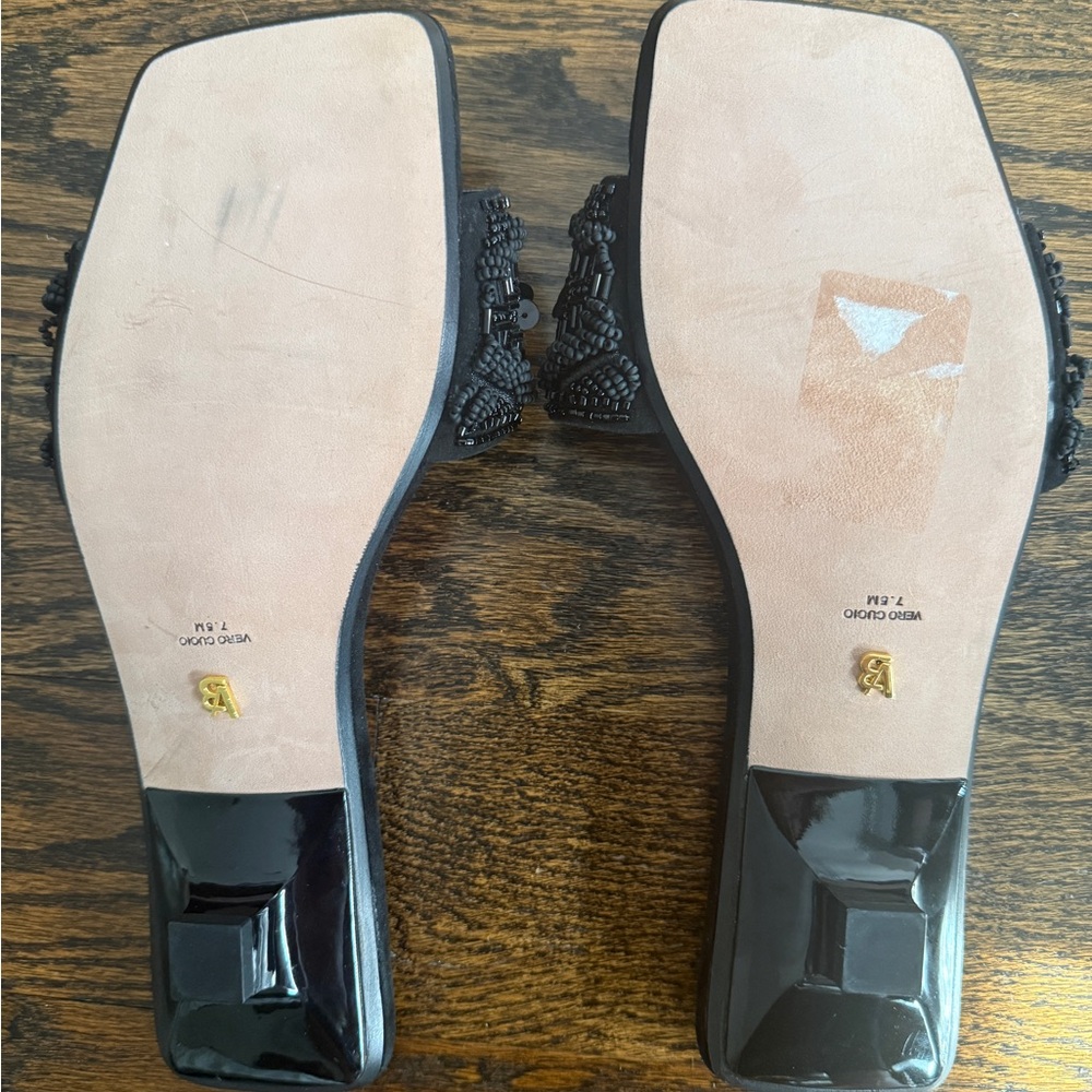 Veronica Beard Black Beaded Slide Mules - Picture 7 of 7